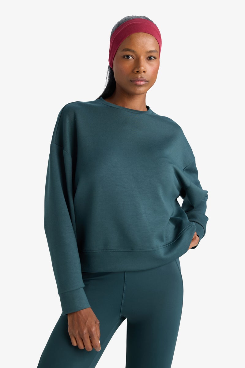 DeFacto Green Woman DeFactoFit Oversize Long Sleeve Modal Sweatshirt Casual - Image 4